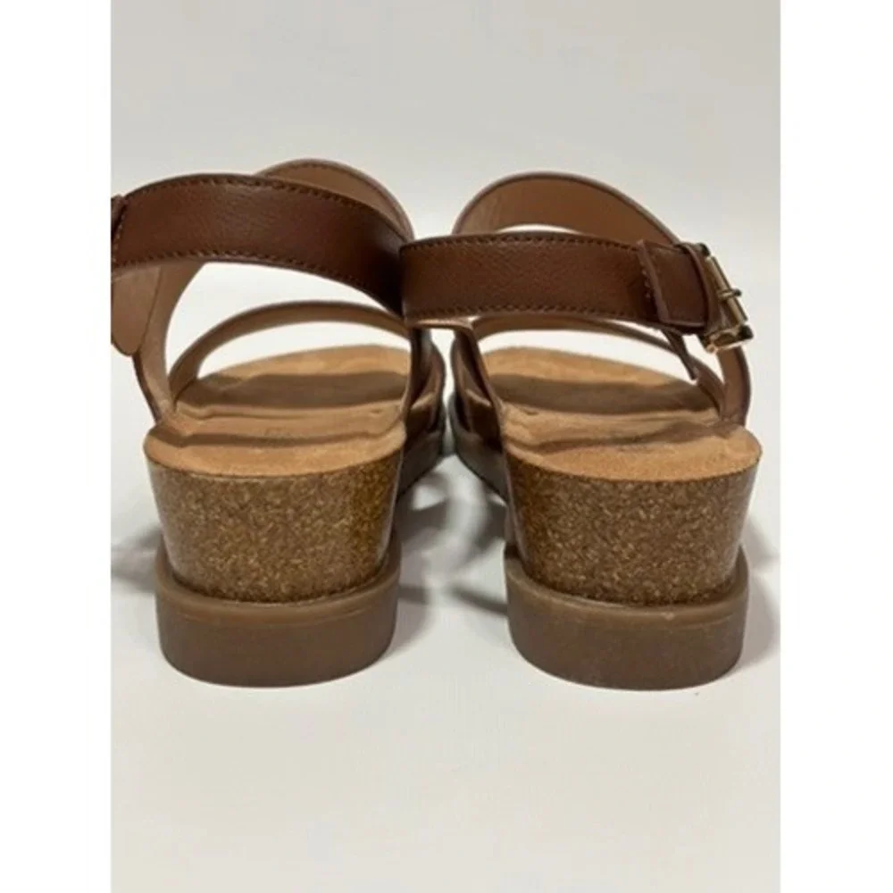 Flexi Step Nolan Brown Faux Leather Ankle Strap Sandal‎ Women's Size 7M Comfort - Picture 5 of 9